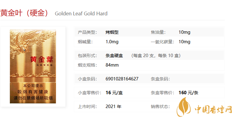 黃金葉（硬金）多少錢一包 黃金葉（硬金）價(jià)格參數(shù)一覽。